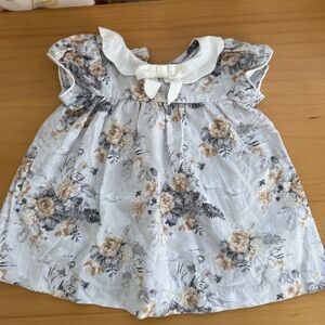 Janie and Jack Grey Floral Baby Dress with Bow